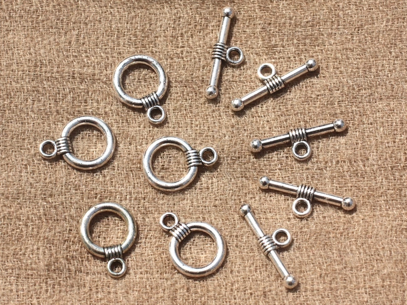 20pc - Fermoirs T Toogle Métal Argenté Qualité Rond 15x11mm   4558550007599
