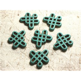 8pc - Cuentas de Nudo Chino Turquesa Sintético 24x23mm Azul Turquesa 4558550007735