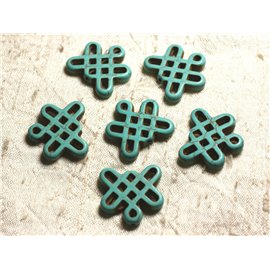 8st - Synthetische Turquoise Chinese knoopkralen 24x23mm Turquoise Blauw 4558550007735