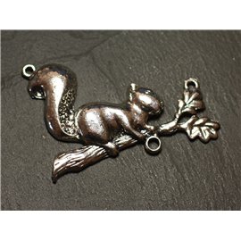 1pc - Grande perlina Connettore pendente in metallo placcato argento scoiattolo rodio 60mm 4558550007773 