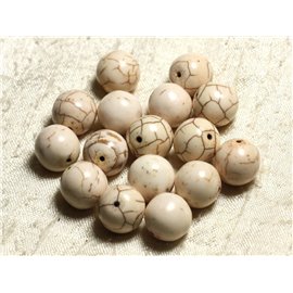 10 Stück - Türkisfarbene Perlen Synthesekugeln 10mm Weiß - 4558550007803 