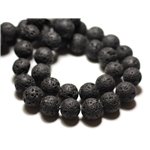 4pc - Perles de Pierre - Lave Noire Boules 14mm   4558550007858 