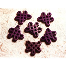 8pc - Cuentas de Nudo Chino Turquesa Sintético 24x23mm Morado 4558550007889