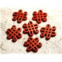 4pc - Perles Turquoise synthèse Noeuds Chinois 28x24mm Orange   4558550007957