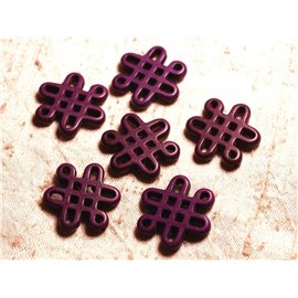 4pc - Cuentas de Nudo Chino Turquesa Sintético 28x24mm Morado 4558550007988