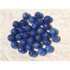 10pc - Cuentas de piedra - Bolas facetadas de jade 8 mm Azul real opaco 4558550001115 