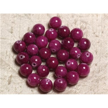 10pc - Perles de Pierre - Jade Boules 10mm Rose Fuchsia Rubis  4558550007520 