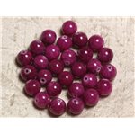 10pc - Perles de Pierre - Jade Boules 10mm Rose Fuchsia Rubis  4558550007520 