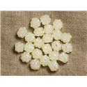 10pc - Perles Shamballas Résine 10x8mm Blanc Crème Transparent   4558550008060