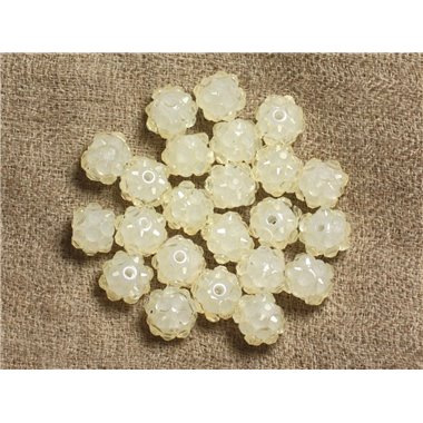 10pc - Perles Shamballas Résine 10x8mm Blanc Crème Transparent   4558550008060