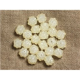 10pc - Perles Shamballas Résine 10x8mm Blanc Crème Transparent   4558550008060