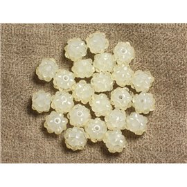 10pc - Shamballas Beads Resin 10x8mm Blanco Crema Transparente 4558550008060
