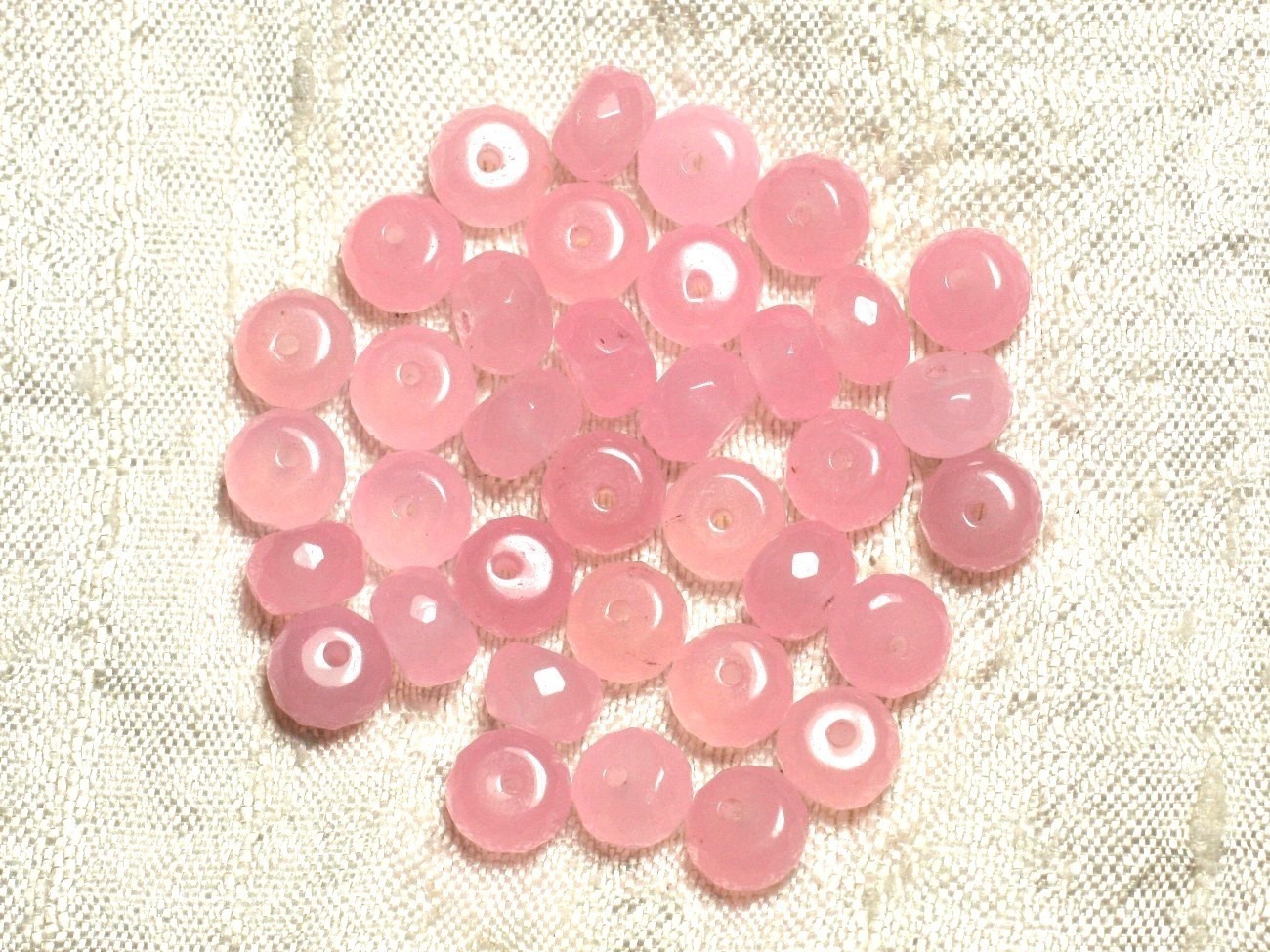 10pc - Perles Pierre - Jade Rondelles Facettées 8x5mm Rose clair bonbon - 4558550008084