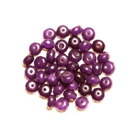 10pc - Stone Beads - Violet Jade Faceted Rondelles 8x5mm 4558550008091