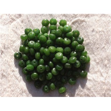 10pc - Perles de Pierre - Jade Rondelles Facettées 6x4mm Vert Olive  4558550010995 