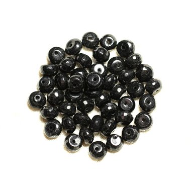 10pc - Perles de Pierre - Jade Noire Rondelles Facettées 8x5mm   4558550008121