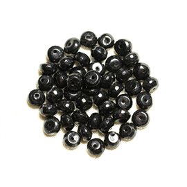 10pc - Cuentas de piedra - Rondelles facetados de jade negro 8x5mm 4558550008121