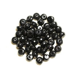 10pc - Cuentas de piedra - Rondelles facetados de jade negro 8x5mm 4558550008121