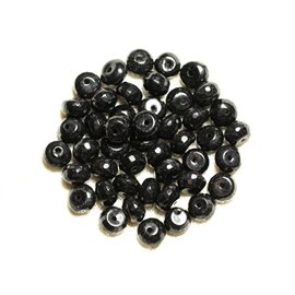 10pc - Stone Beads - Black Jade Faceted Rondelles 8x5mm 4558550008121