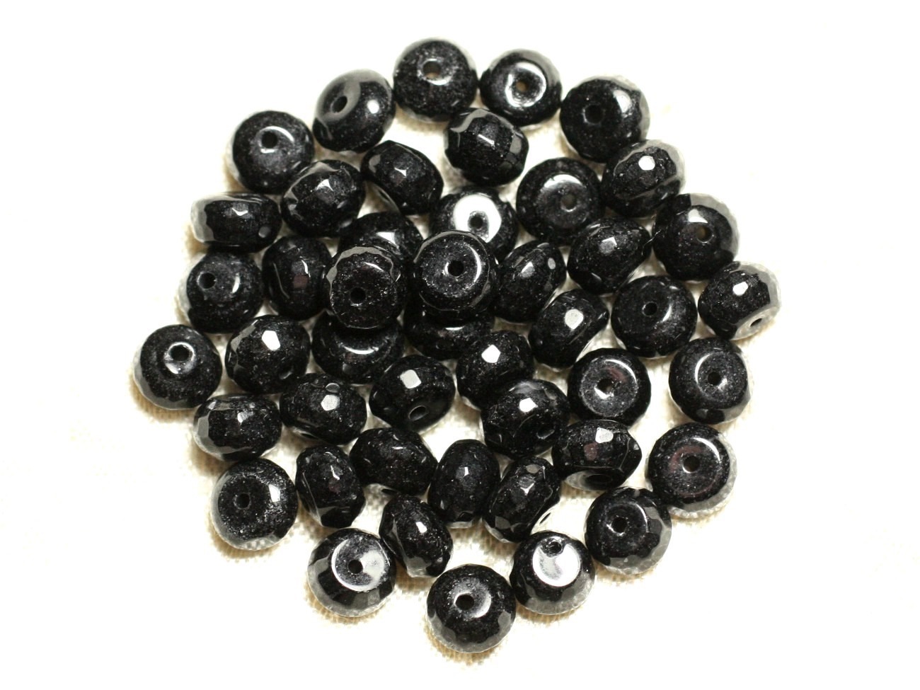 10pc - Perles Pierre - Jade Rondelles Facettées 8x5mm Gris Noir - 4558550008121