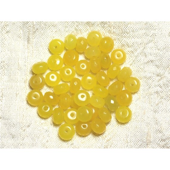 10pc - Perles Pierre - Jade Rondelles Facettées 8x5mm Jaune Citron - 4558550008138