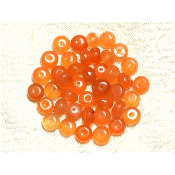 10pc - Perles Pierre - Jade Rondelles Facettées 8x5mm Orange Mandarine Capucine - 4558550008145