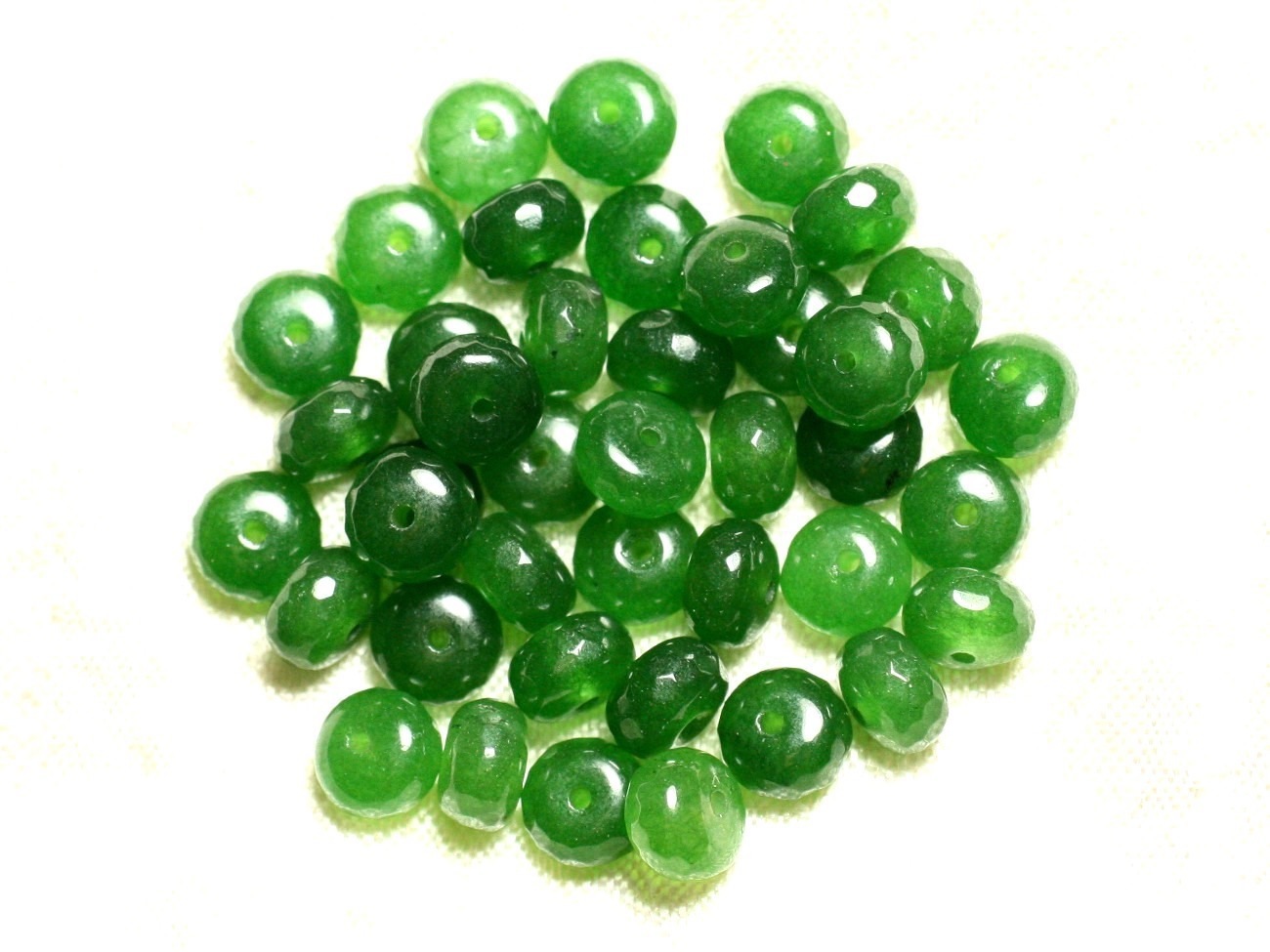 10pc - Perles de Pierre - Jade Rondelles Facettées 8x5mm Vert transparent  4558550008107 