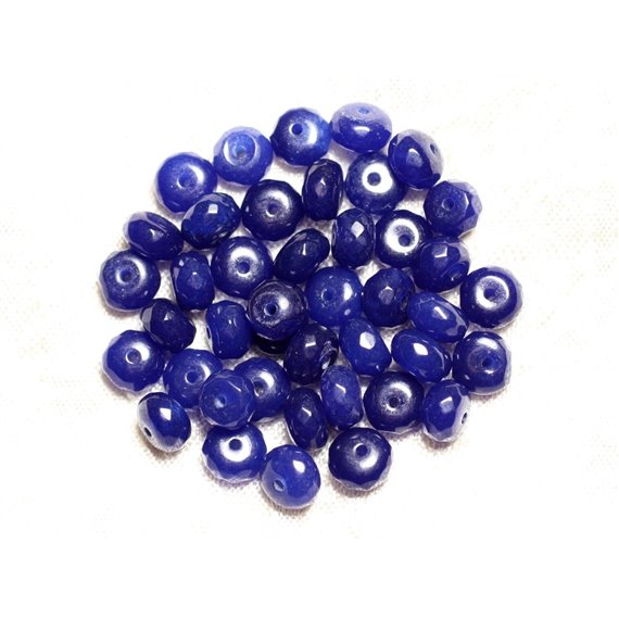 10pc - Perles de Pierre - Jade Rondelles Facettées 8x5mm Bleu nuit transparent  4558550008114 