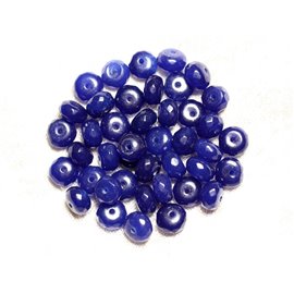 10pc - Stone Beads - Jade Faceted Rondelles 8x5mm Transparent night blue 4558550008114 