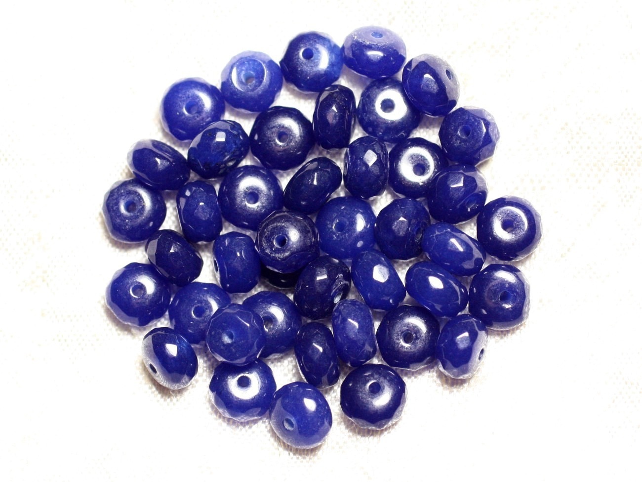 10pc - Perles Pierre - Jade Rondelles Facettées 8x5mm Bleu Nuit transparent - 4558550008114