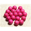 10pc - Perles Turquoise Synthèse Boules 12mm Rose Fluo  4558550028631 