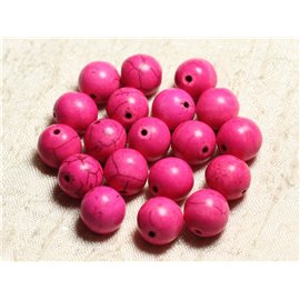10pc - Synthetic Turquoise Beads 12mm Balls Neon Pink 4558550028631 