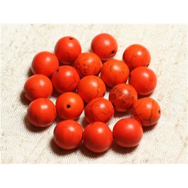 10pc - Perles Turquoise Synthèse Boules 12mm Orange N°5  4558550008268