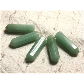 1pc - Perle Pendentif Pierre Crayon Pointe Facetté 30mm Aventurine verte - 4558550008299