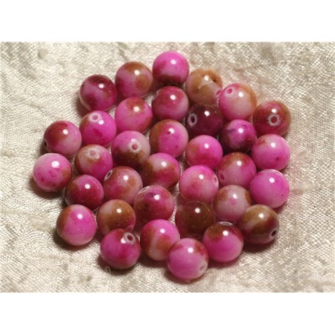 10pc - Perles de Pierre - Jade Boules 10mm Blanc Rose Marron  4558550005977 