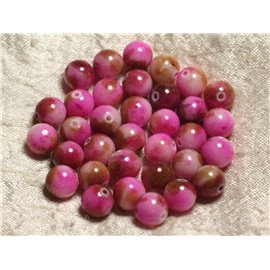 10pz - Perline di pietra - Sfere di giada 10mm Bianco Rosa Marrone 4558550005977 