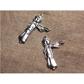 2pc - Silver Plated Metal Charm Pendant Little Prince Quality 46mm 4558550008374 