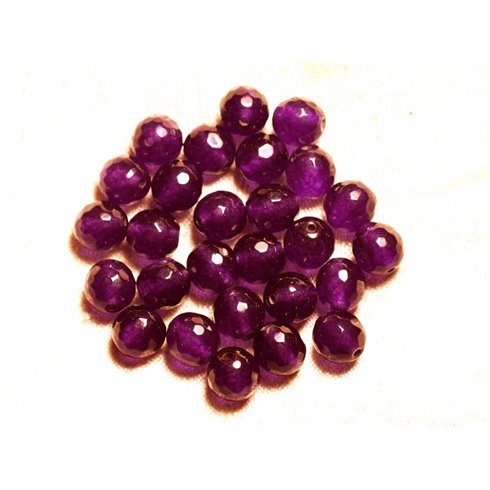 10pc - Perles de Pierre - Jade Violette Boules Facettées 10mm   4558550008398 