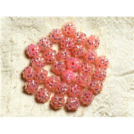 10pc - Cuentas Shamballas Resina 10x8mm Rosa Coral 4558550008404