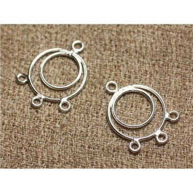 1paire - Connecteurs Argent 925 Boucles d'Oreilles 20x15mm   4558550008473