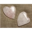 1pc - Pendentif Pierre semi précieuse - Quartz Rose Coeur 53mm D11  4558550008503