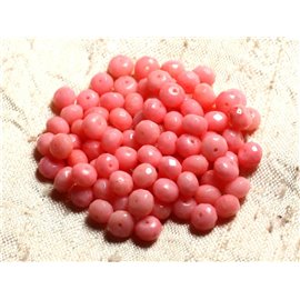 10pc - Pink Coral Beads Faceted Rondelles 6x4mm 4558550008534