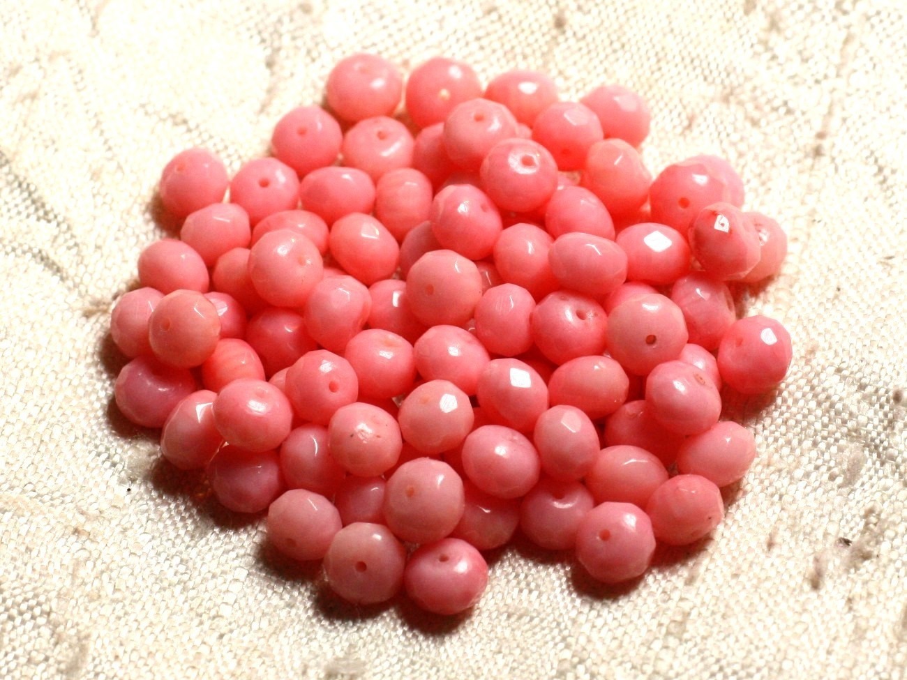 10pc - Perles de Corail Rose Rondelles Facettées 6x4mm   4558550008534