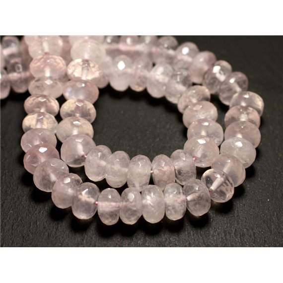 10pc - Perles de Pierre - Quartz Rose Rondelles Facettées 10x6mm   4558550008541 
