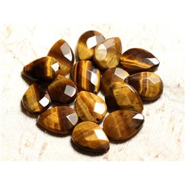 1pc - Stone Bead - Tiger Eye Flat Faceted Teardrop 18x13mm 4558550008558