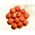 2pc - Perles de Pierre - Jade Orange Cubes Nuggets Facettés 14-15mm   4558550008633
