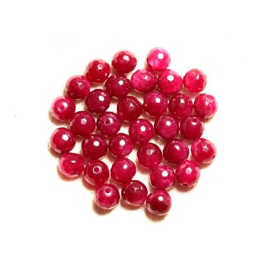 10pc - Perles de Pierre - Jade Rose Framboise Boules Facettées 8mm   4558550008688 