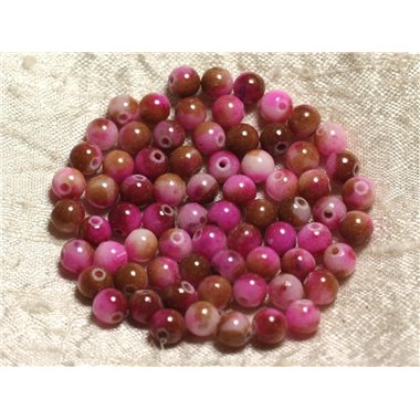 20pc - Perles de Pierre - Jade Boules 6mm Rose Fuchsia Marron  4558550005267 