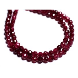 20 Stück - Steinperlen - Rot Jade Rosa Himbeere Facettierte Kugeln 4mm 4558550008695