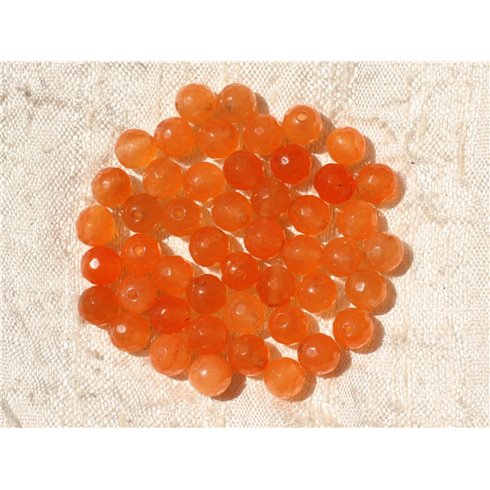 20pc - Perles de Pierre - Jade Boules Facettées 6mm Orange  4558550017598 